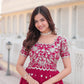 Jyoti Fashion Women's Rani Pink Faux Blooming Codding Sequins with Embroidered Long Anarkali Dress | Swadesiicart