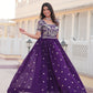 Jyoti Fashion Women's Purple Faux Blooming Codding Sequins with Embroidered Long Anarkali Dress | Swadesiicart