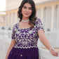 Jyoti Fashion Women's Purple Faux Blooming Codding Sequins with Embroidered Long Anarkali Dress | Swadesiicart