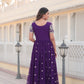 Jyoti Fashion Women's Purple Faux Blooming Codding Sequins with Embroidered Long Anarkali Dress | Swadesiicart