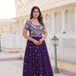 Jyoti Fashion Women's Purple Faux Blooming Codding Sequins with Embroidered Long Anarkali Dress | Swadesiicart
