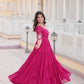 Jyoti Fashion Women's Rani Pink Faux Blooming Sequins with Zari Embroidered Long Anarkali Dress | Swadesiicart