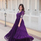 Jyoti Fashion Women's Purple Faux Blooming Sequins with Zari Embroidered Long Anarkali Dress | Swadesiicart