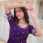 Jyoti Fashion Women's Purple Faux Blooming Sequins with Zari Embroidered Long Anarkali Dress | Swadesiicart