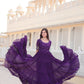 Jyoti Fashion Women's Purple Faux Blooming Sequins with Zari Embroidered Long Anarkali Dress | Swadesiicart