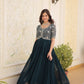 Jyoti Fashion Women's Rama Faux Blooming Sequins with Zari Embroidered Long Anarkali Dress | Swadesiicart
