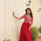 Jyoti Fashion Women's Red Faux Blooming Sequins with Zari Embroidered Long Anarkali Dress | Swadesiicart