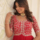 Jyoti Fashion Women's Red Faux Blooming Sequins with Zari Embroidered Long Anarkali Dress | Swadesiicart