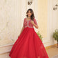 Jyoti Fashion Women's Red Faux Blooming Sequins with Zari Embroidered Long Anarkali Dress | Swadesiicart