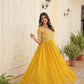 Jyoti Fashion Women's Yellow Faux Blooming Sequins with Zari Embroidered Long Anarkali Dress | Swadesiicart