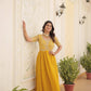 Jyoti Fashion Women's Yellow Faux Blooming Sequins with Zari Embroidered Long Anarkali Dress | Swadesiicart
