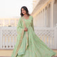 Jyoti Fashion Women's Pista Green Faux Georgette Sequins with Zari Embroidered Anarkali Kurta with Dupatta | Swadesiicart