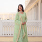 Jyoti Fashion Women's Pista Green Faux Georgette Sequins with Zari Embroidered Anarkali Kurta with Dupatta | Swadesiicart