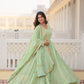 Jyoti Fashion Women's Pista Green Faux Georgette Sequins with Zari Embroidered Anarkali Kurta with Dupatta | Swadesiicart