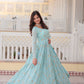 Jyoti Fashion Women's Sky Blue Faux Georgette Sequins with Zari Embroidered Anarkali Kurta with Dupatta | Swadesiicart