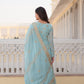 Jyoti Fashion Women's Sky Blue Faux Georgette Sequins with Zari Embroidered Anarkali Kurta with Dupatta | Swadesiicart