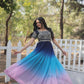 Jyoti Fashion Women's Multicolor Faux Blooming Sequins with Zari Embroidered Long Anarkali Dress | Swadesiicart