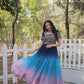 Jyoti Fashion Women's Multicolor Faux Blooming Sequins with Zari Embroidered Long Anarkali Dress | Swadesiicart