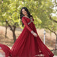 Jyoti Fashion Women's Maroon Faux Blooming Sequins with Zari Embroidered Anarkali Kurta with Dupatta | Swadesiicart