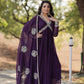 Jyoti Fashion Women's Purple Faux Blooming Sequins with Zari Embroidered Anarkali Kurta with Dupatta | Swadesiicart