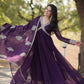Jyoti Fashion Women's Purple Faux Blooming Sequins with Zari Embroidered Anarkali Kurta with Dupatta | Swadesiicart