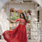 Jyoti Fashion Women's Orange Faux Blooming Sequins with Zari Embroidered Long Anarkali Dress | Swadesiicart