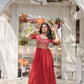 Jyoti Fashion Women's Orange Faux Blooming Sequins with Zari Embroidered Long Anarkali Dress | Swadesiicart