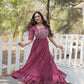 Jyoti Fashion Women's Onion Faux Georgette Sequins with Zari Embroidered Long Anarkali Dress | Swadesiicart