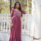 Jyoti Fashion Women's Onion Faux Georgette Sequins with Zari Embroidered Long Anarkali Dress | Swadesiicart