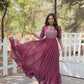 Jyoti Fashion Women's Onion Faux Georgette Sequins with Zari Embroidered Long Anarkali Dress | Swadesiicart