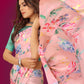 Jyoti Fashion Women's Multicolor Pure Japan Satin Digital Printed Designer Saree with Blouse | Swadesiicart