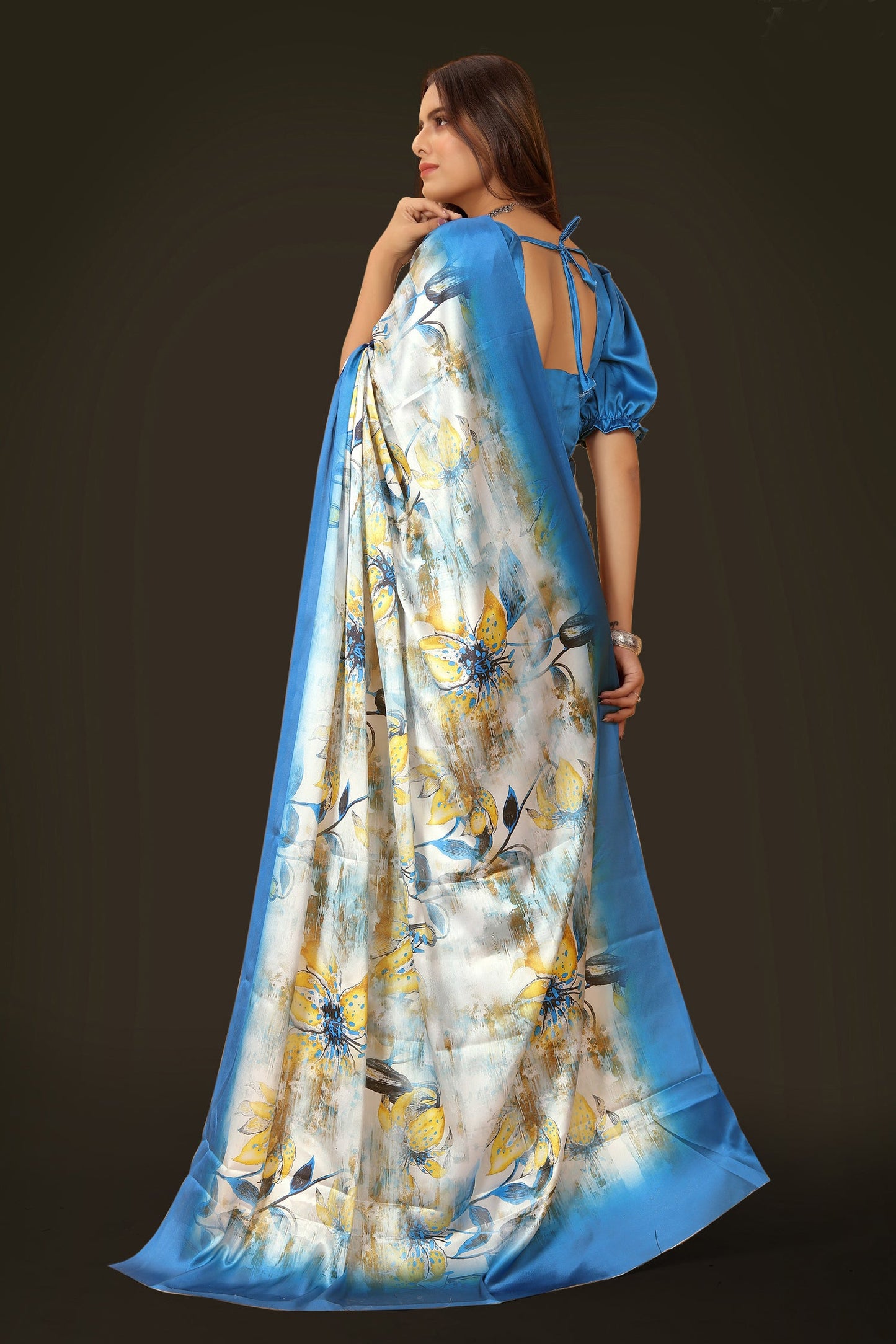 Jyoti Fashion Women's Multicolor Pure Japan Satin Digital Printed Designer Saree with Blouse | Swadesiicart