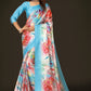 Jyoti Fashion Women's Multicolor Pure Japan Satin Digital Printed Designer Saree with Blouse | Swadesiicart