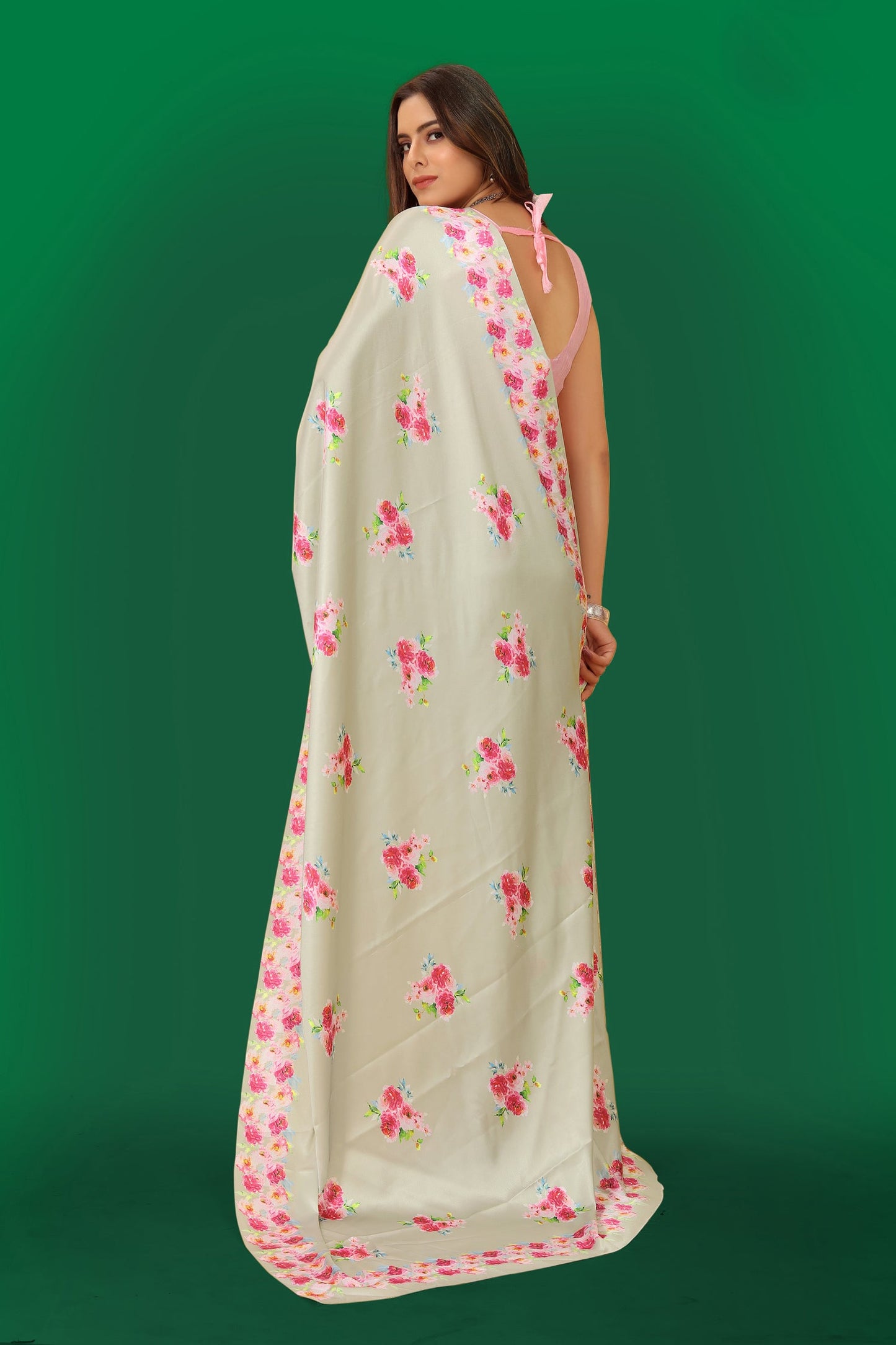 Jyoti Fashion Women's Multicolor Pure Japan Satin Digital Printed Designer Saree with Blouse | Swadesiicart