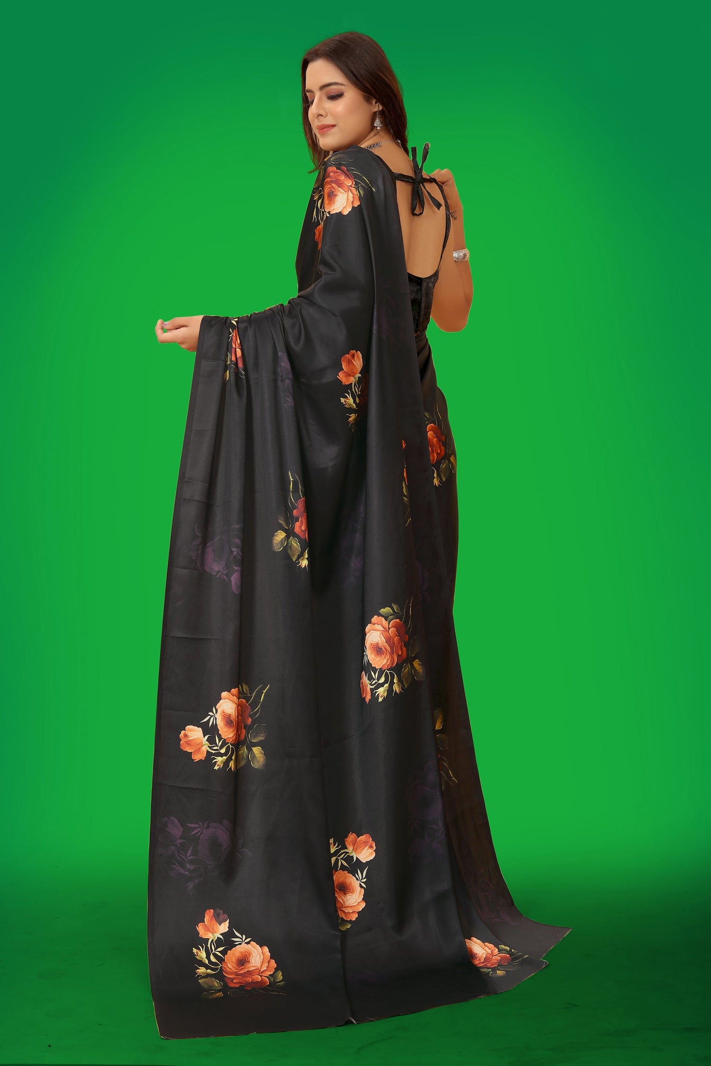 Jyoti Fashion Women's Multicolor Pure Japan Satin Digital Printed Designer Saree with Blouse | Swadesiicart
