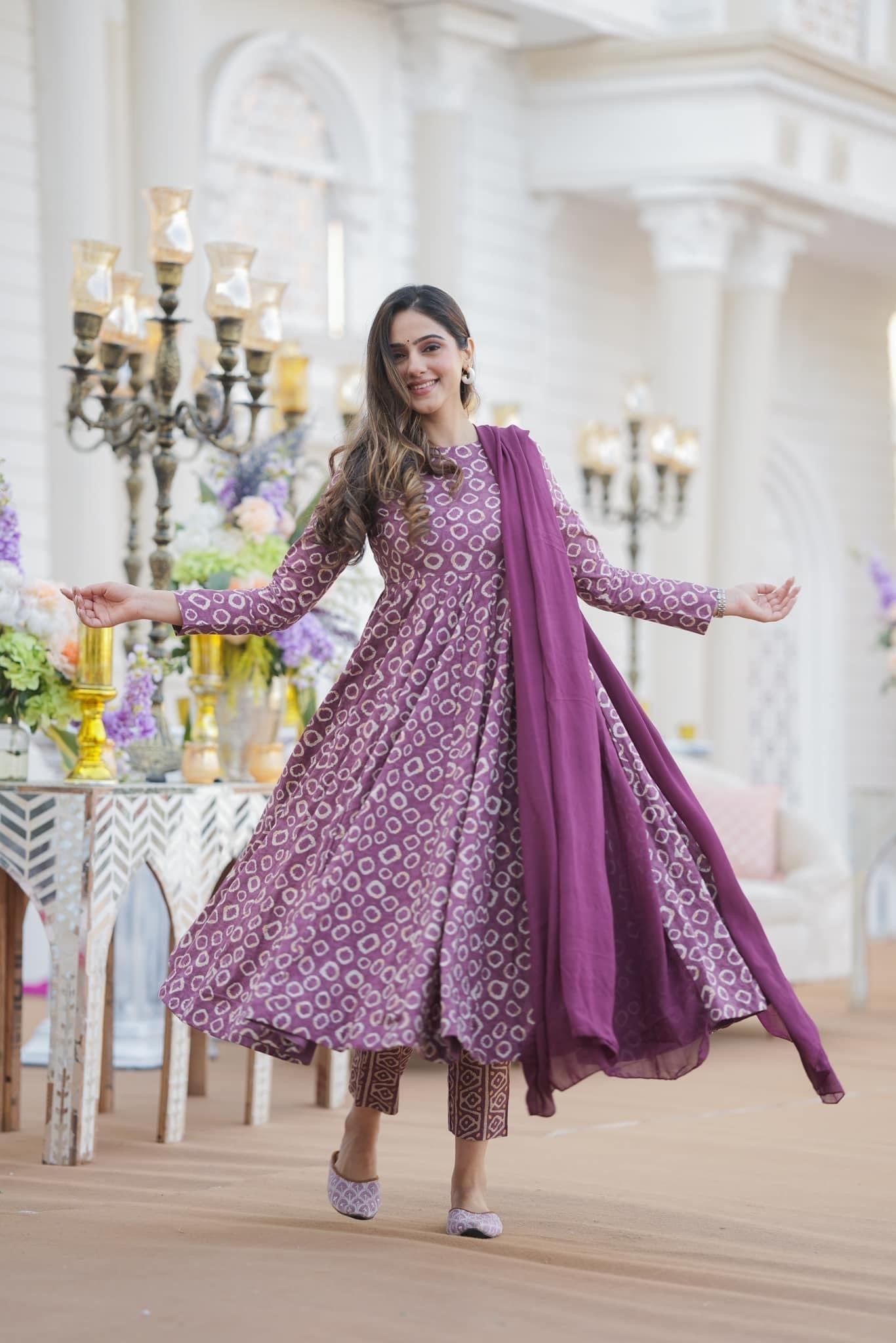 Jyoti Fashion Women's Purple Cotton Silk Heavy Digital Printed Kurta Set | Swadesiicart