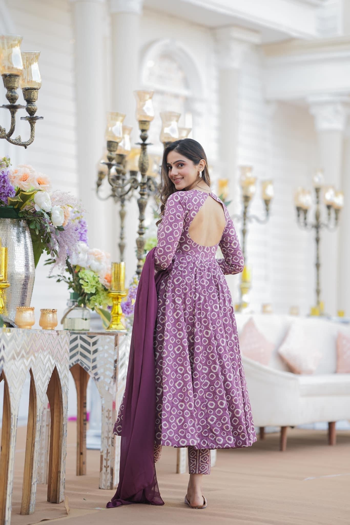 Jyoti Fashion Women's Purple Cotton Silk Heavy Digital Printed Kurta Set | Swadesiicart