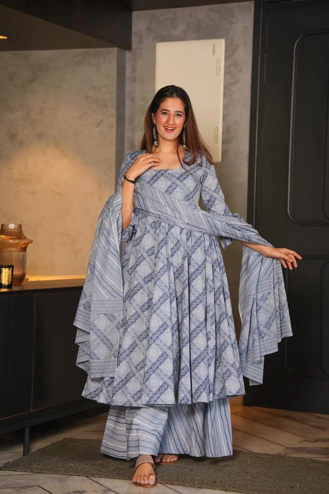 Jyoti Fashion Women's Grey Cotton Silk Heavy Digital Printed Kurta Set | Swadesiicart