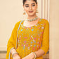 Jyoti Fashion Women's Mustard Faux Georgette Heavy Embroidered Kurta Set | Swadesiicart
