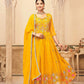 Jyoti Fashion Women's Mustard Faux Georgette Heavy Embroidered Kurta Set | Swadesiicart