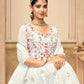 Jyoti Fashion Women's White Faux Georgette Heavy Embroidered Kurta Set | Swadesiicart
