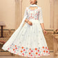 Jyoti Fashion Women's White Faux Georgette Heavy Embroidered Kurta Set | Swadesiicart