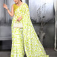 Jyoti Fashion Women's Lemon Yellow Faux Georgette Digital Printed Designer Saree with Blouse | Swadesiicart