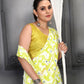 Jyoti Fashion Women's Lemon Yellow Faux Georgette Digital Printed Designer Saree with Blouse | Swadesiicart