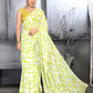Jyoti Fashion Women's Lemon Yellow Faux Georgette Digital Printed Designer Saree with Blouse | Swadesiicart