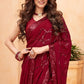 Jyoti Fashion Women's Maroon Faux Blooming Sequins Work Designer Saree with Blouse | Swadesiicart