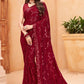 Jyoti Fashion Women's Maroon Faux Blooming Sequins Work Designer Saree with Blouse | Swadesiicart