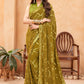 Jyoti Fashion Women's Olive Green Faux Blooming Sequins Work Designer Saree with Blouse | Swadesiicart