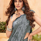 Jyoti Fashion Women's Grey Faux Blooming Sequins Work Designer Saree with Blouse | Swadesiicart