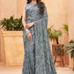 Jyoti Fashion Women's Grey Faux Blooming Sequins Work Designer Saree with Blouse | Swadesiicart